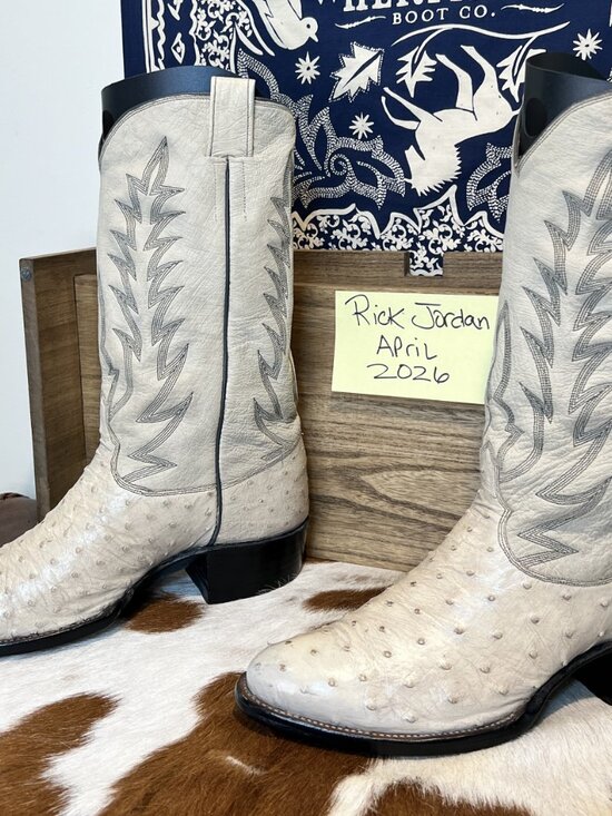 Bone Color Full FQ/Smooth Ostrich Cowboy Boots in Men\'s Size 11EE main image 5